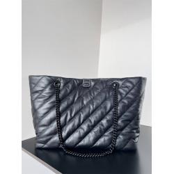 Balenciaga巴黎世家官网女包7717182 CRUSH 徽标绗缝购物袋托特包