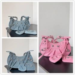 Balenciaga巴黎世家官网6713091/6713071 LE CAGOLE 镶钻莱茵石腋下包饺子包