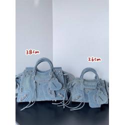 Balenciaga巴黎世家700940 700451 NEO CAGOLE 钻扣牛仔布机车包