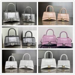 Balenciaga巴黎世家中文官网592833/593546 Hourglass XS/S 鳄鱼纹沙漏包
