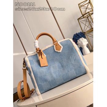 LV N00111 SPEEDY 40 BANDOULIÈRE 牛仔布羊毛枕头包