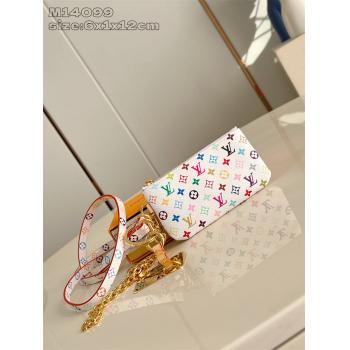 M14099 LV x TM 三彩挂脖手机绳零钱包卡包