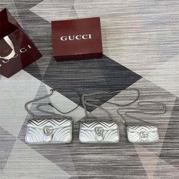 古驰包包GUCCI 476433 446744 443497银色GG Marmont系列链条包
