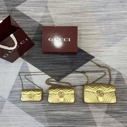 古驰官网GUCCI 476433 446744 443497金色GG Marmont系列链条包