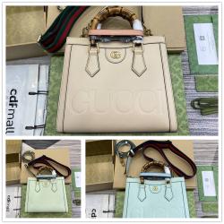 gucci女包官网图片价格古驰 702721 Diana系列竹节中号托特包