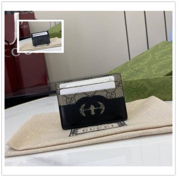 香港古驰官方网站GUCCI 701425 饰镂空互扣式双G卡片夹卡包