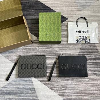 gucci英国古驰 768374 GG Supreme帆布饰包带手拿包