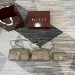 古驰官网GUCCI 476433 446744 443497 GG Marmont系列链条包（米灰色）