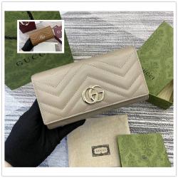 古驰官网女包GUCCI 443436 GG Marmont系列长款钱包（新品）