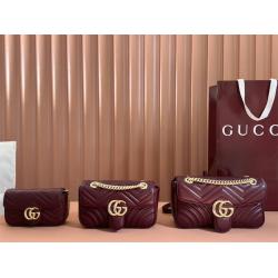 GUCCI古驰女包476433 446744 443497 GG Marmont系列链条包（安可红）