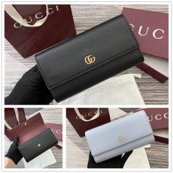 gucci澳洲官网古驰 456116 GG Marmont系列双色长款钱包（拼色内里）