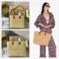 gucci香港官网古驰 779671/779666 Lido系列草编织托特包