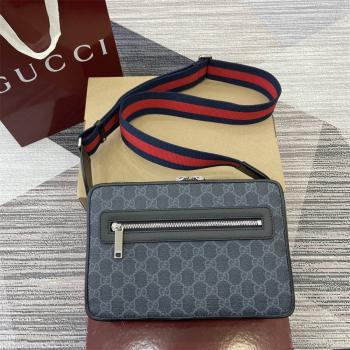 gucci美国官网古驰 822072 GG黑色中号斜挎包相机包