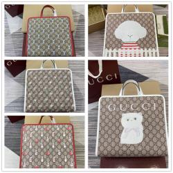 gucci欧洲官网古驰 605614 儿童小猫印花GG托特包