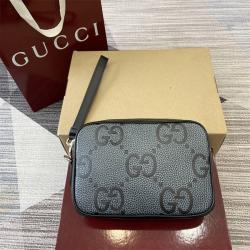 gucci批发古驰 802148 小号超级双G手拿包（灰黑色）
