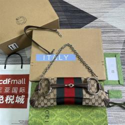 gucci官网古驰 764255 Horsebit Chain中号肩背包（帆布）
