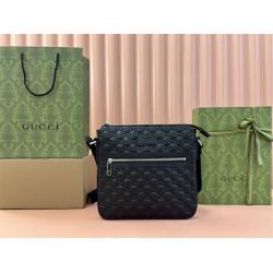 古驰官网GUCCI 406410 Signature GG压纹牛皮邮差包斜挎包
