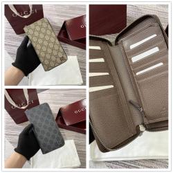 古驰香港官网GUCCI 822051 GG Supreme帆布双色全拉链钱包