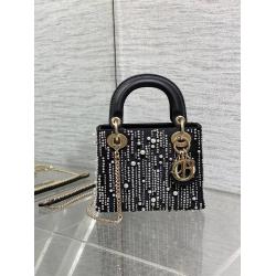 迪奥dior官网 Lady限量版重工珠子刺绣三格戴妃包