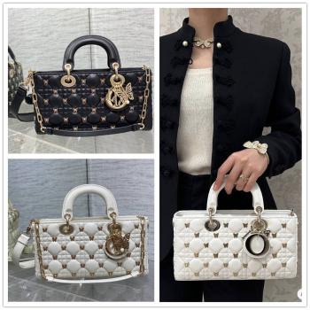迪奥美国官网DIOR M0540 中号 Lady D-Joy 粗蝴蝶钉横版戴妃包
