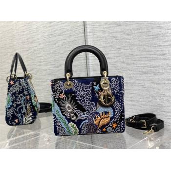 迪奥包 M0565 Lady Dior 中号五格戴妃包（海底珠子款）
