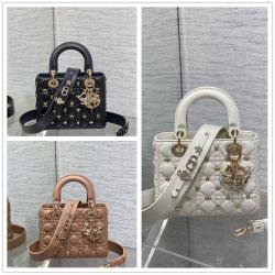 迪奥包包 M0538 小号 Lady Dior 四格限量版蜻蜓钉戴妃包