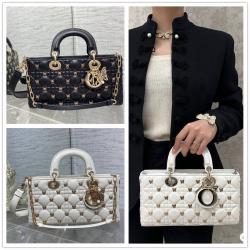 迪奥美国官网DIOR M0540 中号 Lady D-Joy 粗蝴蝶钉横版戴妃包