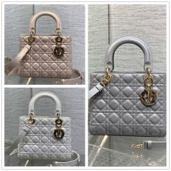 迪奥官网女包 M0565 中号 Lady Dior 五格戴妃包（珠光）